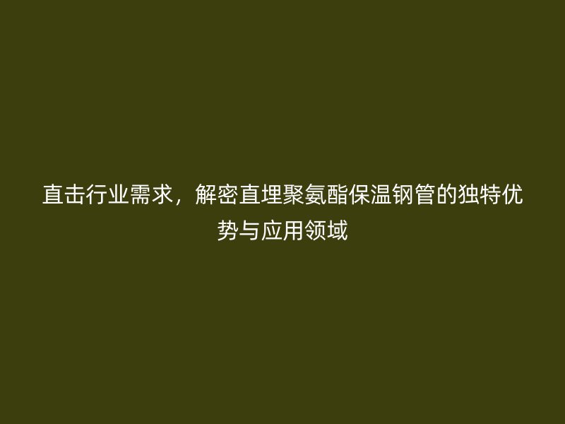 直擊行業(yè)需求，解密直埋聚氨酯保溫鋼管的獨(dú)特優(yōu)勢與應(yīng)用領(lǐng)域