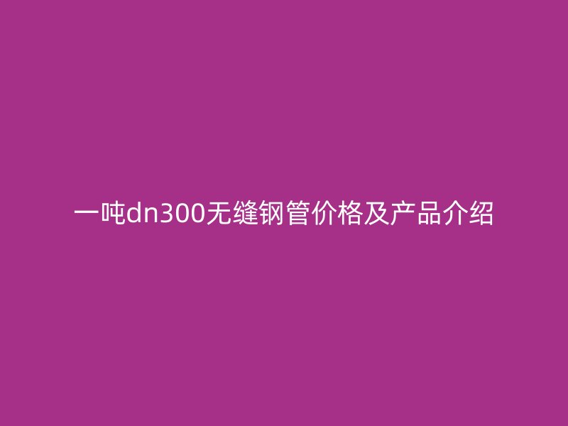 一噸dn300無縫鋼管價(jià)格及產(chǎn)品介紹